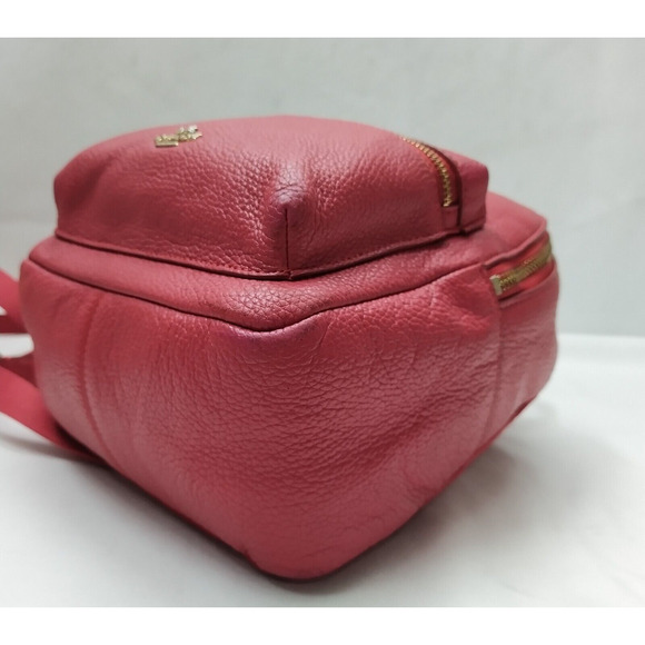 Coach Mini Charlie Red Pebbled Leather Front Pocket Zipper Closure Backpack - Picture 14 of 16